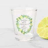 Modern Brush Script Watercolor Lemons Limoncello Shot Glass