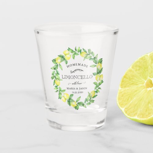 limoncello monogram favor shot glass