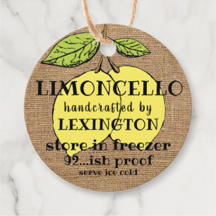 Limoncello On Burlap Look Homemade Favor Tags