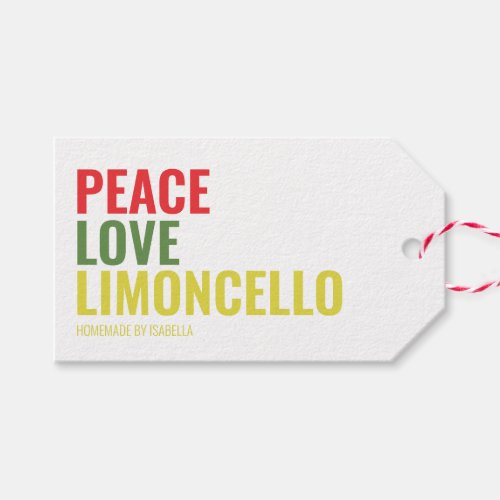 Limoncello Peace Love And Limoncello Gift Tag