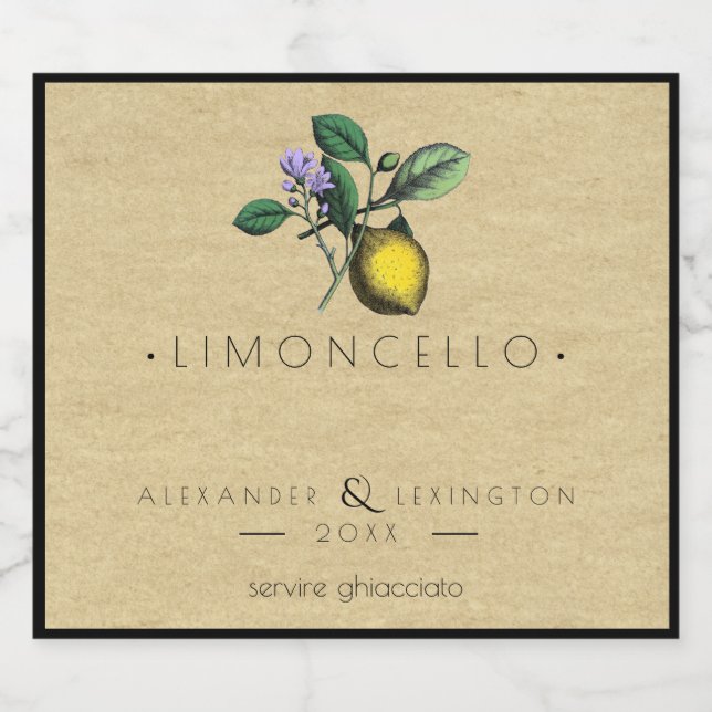 Limoncello Small Bottle Label Wedding Favor | (Single Label)