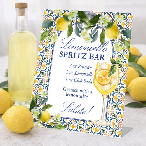 Limoncello Spritz Bar Italian lemon bridal shower Pedestal Sign