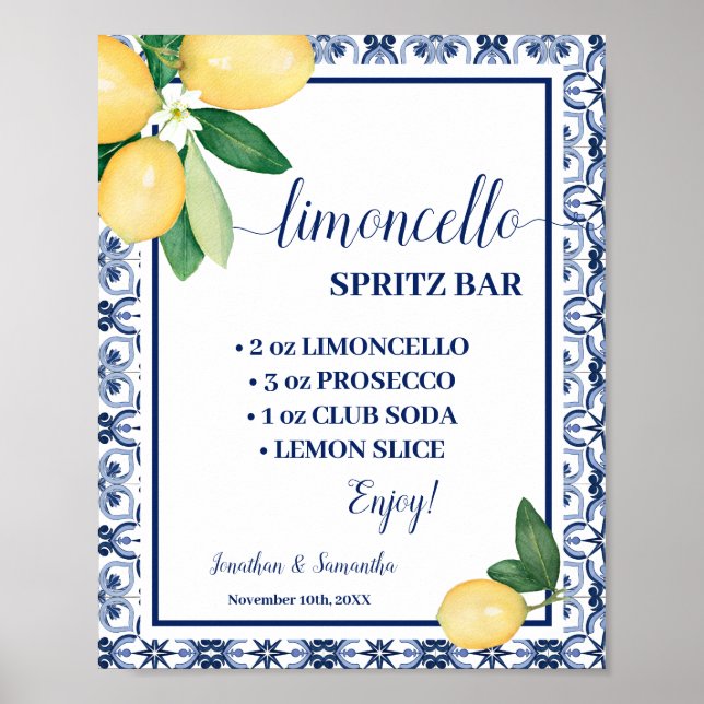 Limoncello Spritz Bar Sign Blue Mediterranean (Front)