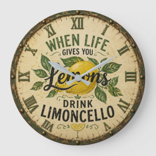 Limoncello Vintage Italian Lemon Kitchen Large Clock