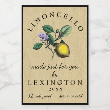 Limoncello Vintage Lemon Illustration Food Label by hungaricanprincess at Zazzle