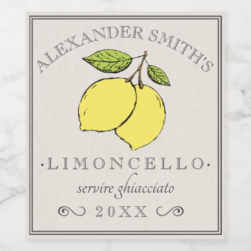 Limoncello Vintage Lemons Label 