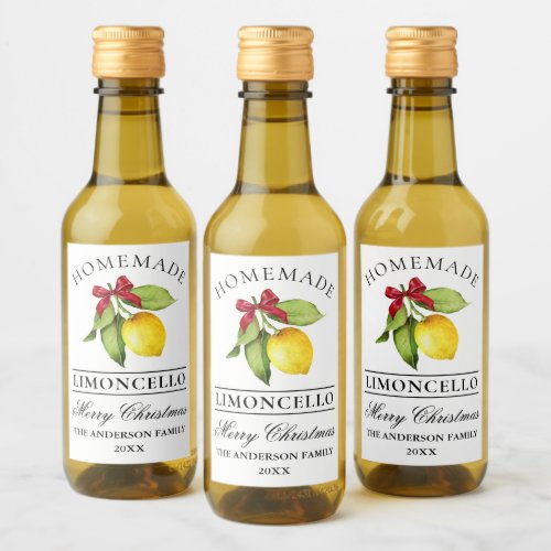  Limoncello Watercolor Christmas Mini Bottle Label