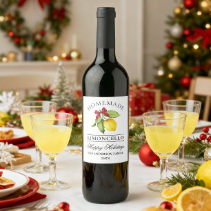 Limoncello Watercolor Holiday Bottle Label
