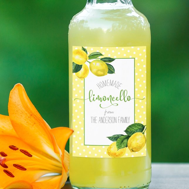Limoncello watercolor lemon custom script name dot wine label (Creator Uploaded)