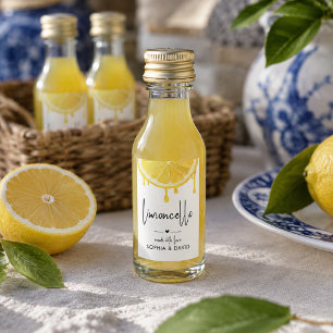 Limoncello Watercolor Lemon Dripping Homemade Wine Label