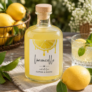 Limoncello Watercolor Lemon Made With Love Wine Label