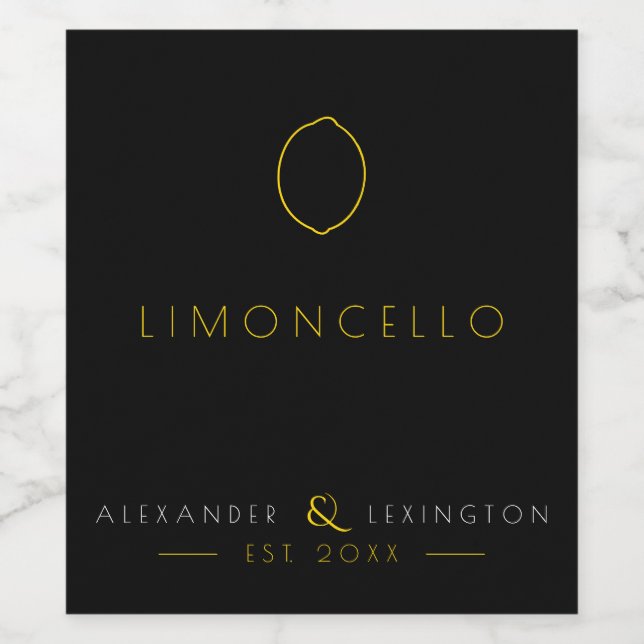 Limoncello Wedding Guest Favor Bottle Label | (Single Label)