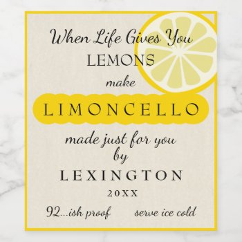 Limoncello When Life Gives You Lemons Homemade Wine Label by hungaricanprincess at Zazzle