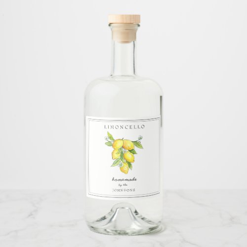 Limoncello with Italian style Lemon Liquor Bottle Label