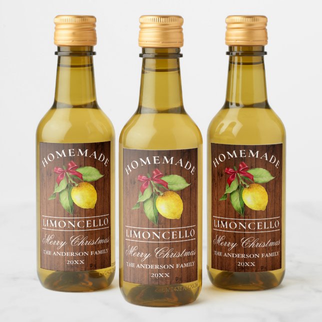 Limoncello Wood Christmas Mini Bottle Label (Bottles)