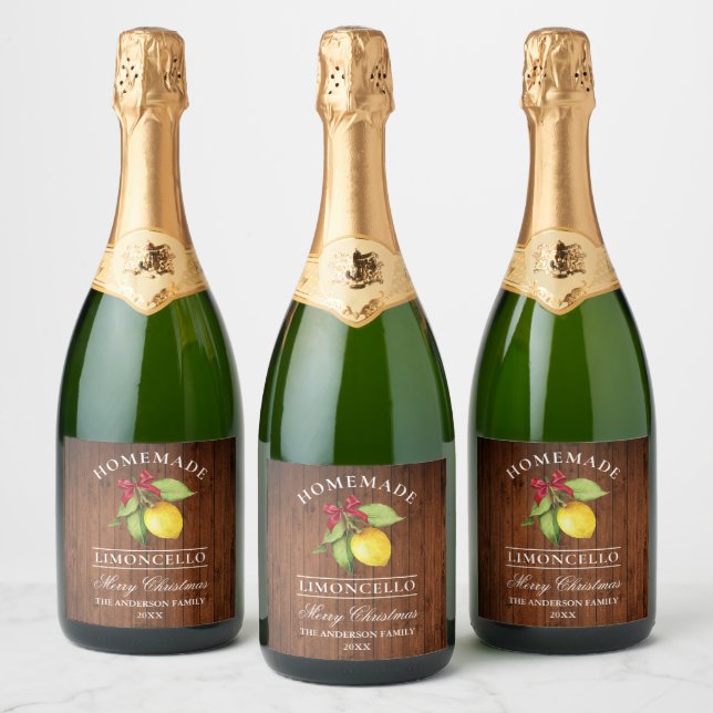  Limoncello Wood Merry Christmas Bottle Label (Bottles)
