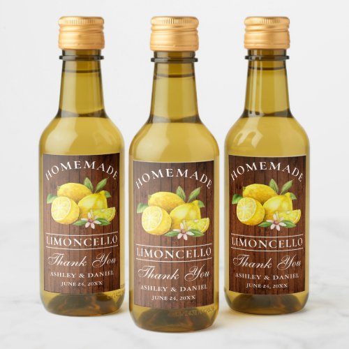 Limoncello Wood Thanks Mini Bottle Labels