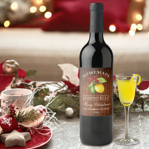Limoncello Wood Watercolor Christmas Bottle Label