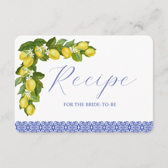 Limone I Italian Lemon & Blue Tile Recipe Enclosure Card (Front)