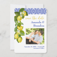 Limone I Italian Lemon & Blue Tile Save the Date