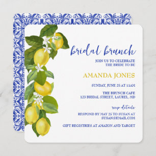 Limone I Italian Lemon & Blue Tile Shower Invite