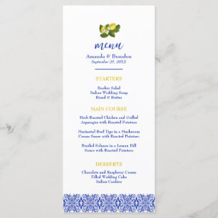 Limone I Italian Lemon & Blue Tile Wedding Menu