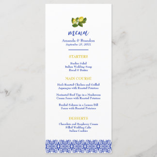 Limone I Italian Lemon & Blue Tile Wedding Menu