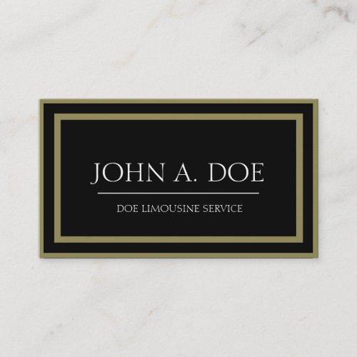 Limousine Black Back/Antique Gold Border Business Card Templates