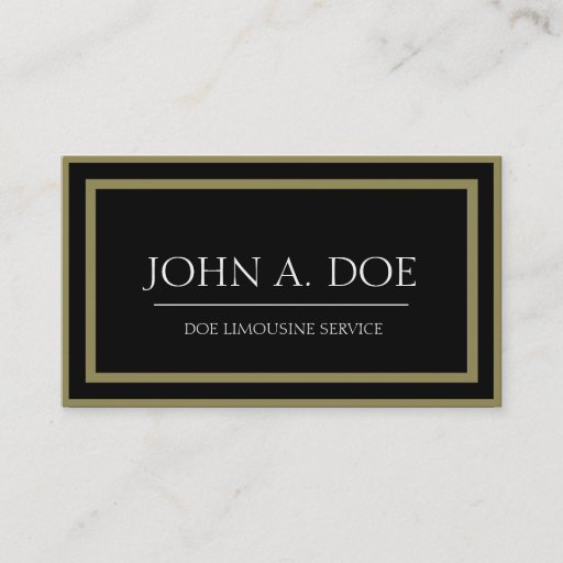 Customizable Limousine Black Back/Antique Gold Border Business Card Templates