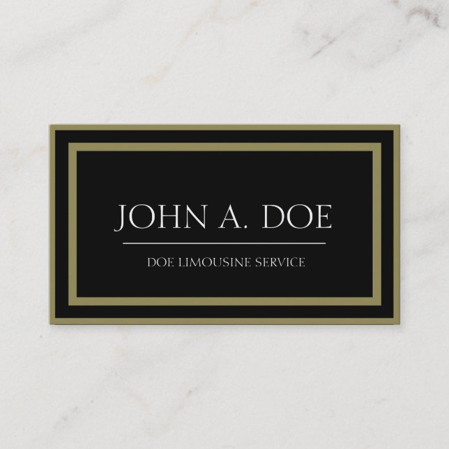 Limousine Black Back/Antique Gold Border Business Card (Front)