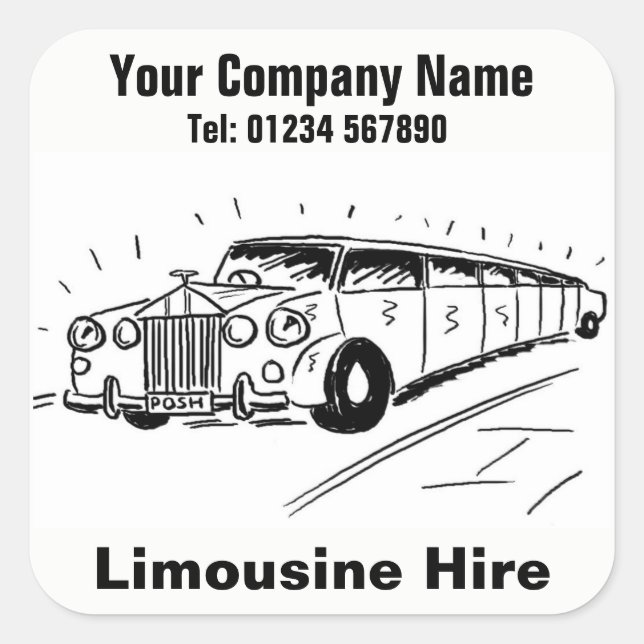 Limousine Car Hire Square Sticker (Front)
