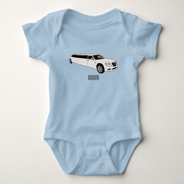 Limousine cartoon illustration baby bodysuit (Front)