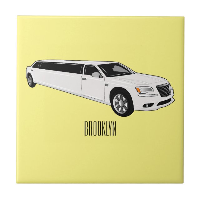 Limousine cartoon illustration ceramic tile (Front)