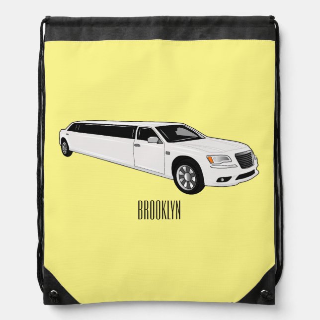 Limousine cartoon illustration drawstring bag (Front)