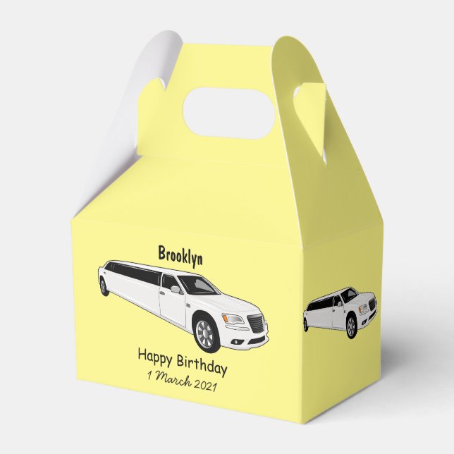 Limousine cartoon illustration favor boxes (Front Side)