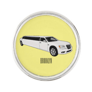 Limousine cartoon illustration lapel pin