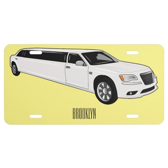 Limousine cartoon illustration license plate (Front)
