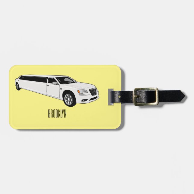 Limousine cartoon illustration luggage tag (Front Horizontal)