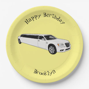 Limousine cartoon illustration paper plates