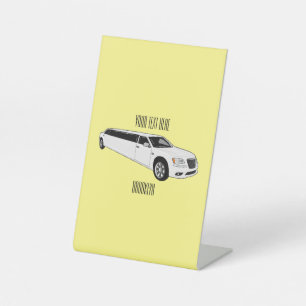 Limousine cartoon illustration pedestal sign