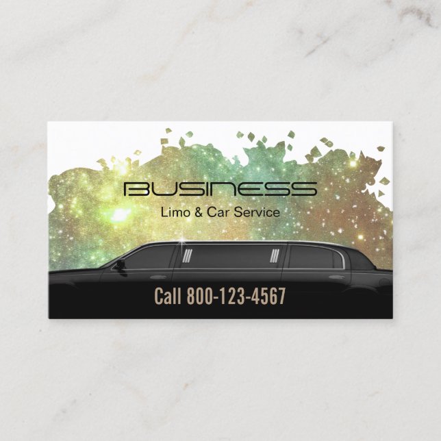 Limousine Limo & Car Service Glam Glitter Business Card (Front)