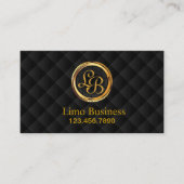 Limousine Limo Driver Monogram Gold Initials Business Card (Front)