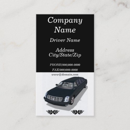 Limousine Limo Service Business Cards
