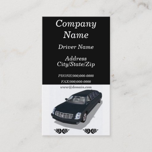 Customizable Limousine Limo Service Business Cards