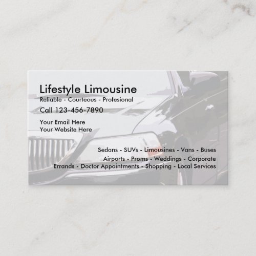 Limousine Service Appointment Card