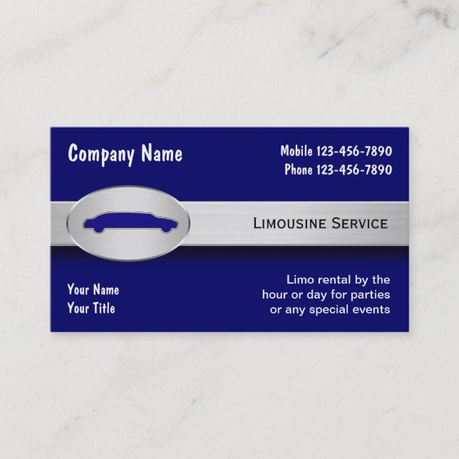 Limousine Service Business Cards (Front)