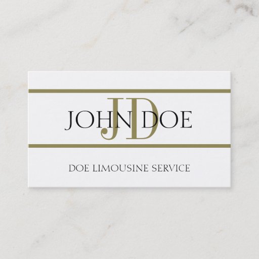 Customizable Limousine Service White/Gold Stripe Business Card Templates