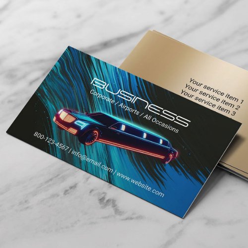 Limousine  Taxi Car for Hire Abstract Blue Black Business Card