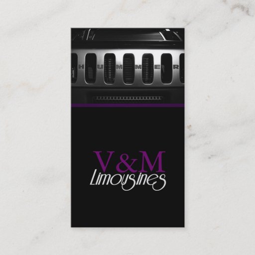 Customizable Limousines, Limo Services, Driver Business Card