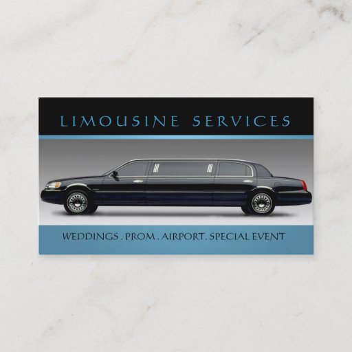Customizable Limousines, Limo Services, Driver Business Card